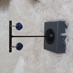 Colleen Lopez Huggie Hoop Lapis Heart Earrings NEW